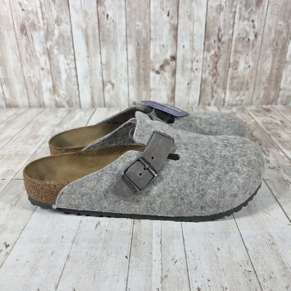 Birkenstock Boston Wool Felt Clogs Light Grey Men 44 M11 Made in Germany NEW